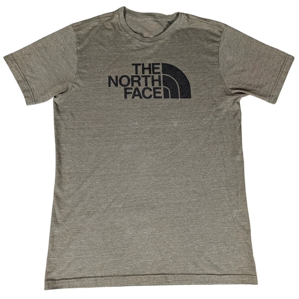 The North Face Mens Graphic T-Shirt Heathered Olive Green Half Dome Logo Tee